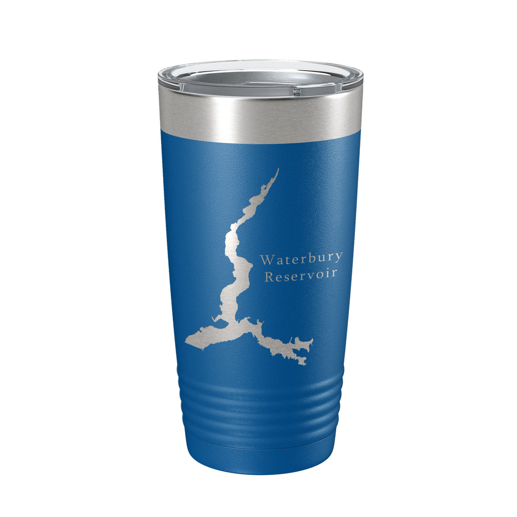 Waterbury Reservoir Tumbler Lake Map Travel Mug Insulated Laser Engraved Coffee Cup Vermont 20 oz