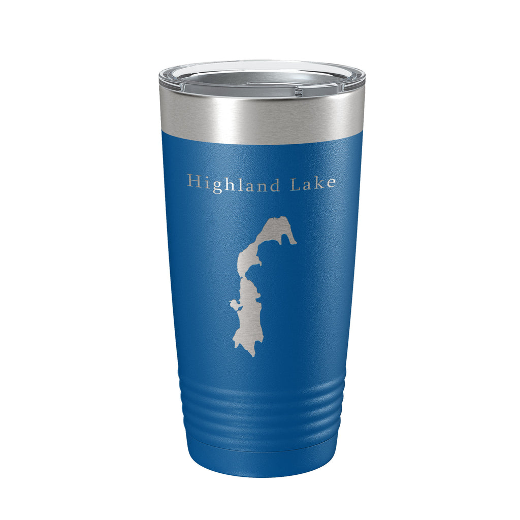 Highland Lake Map Tumbler Travel Mug Insulated Laser Engraved Coffee Cup Connecticut 20 oz