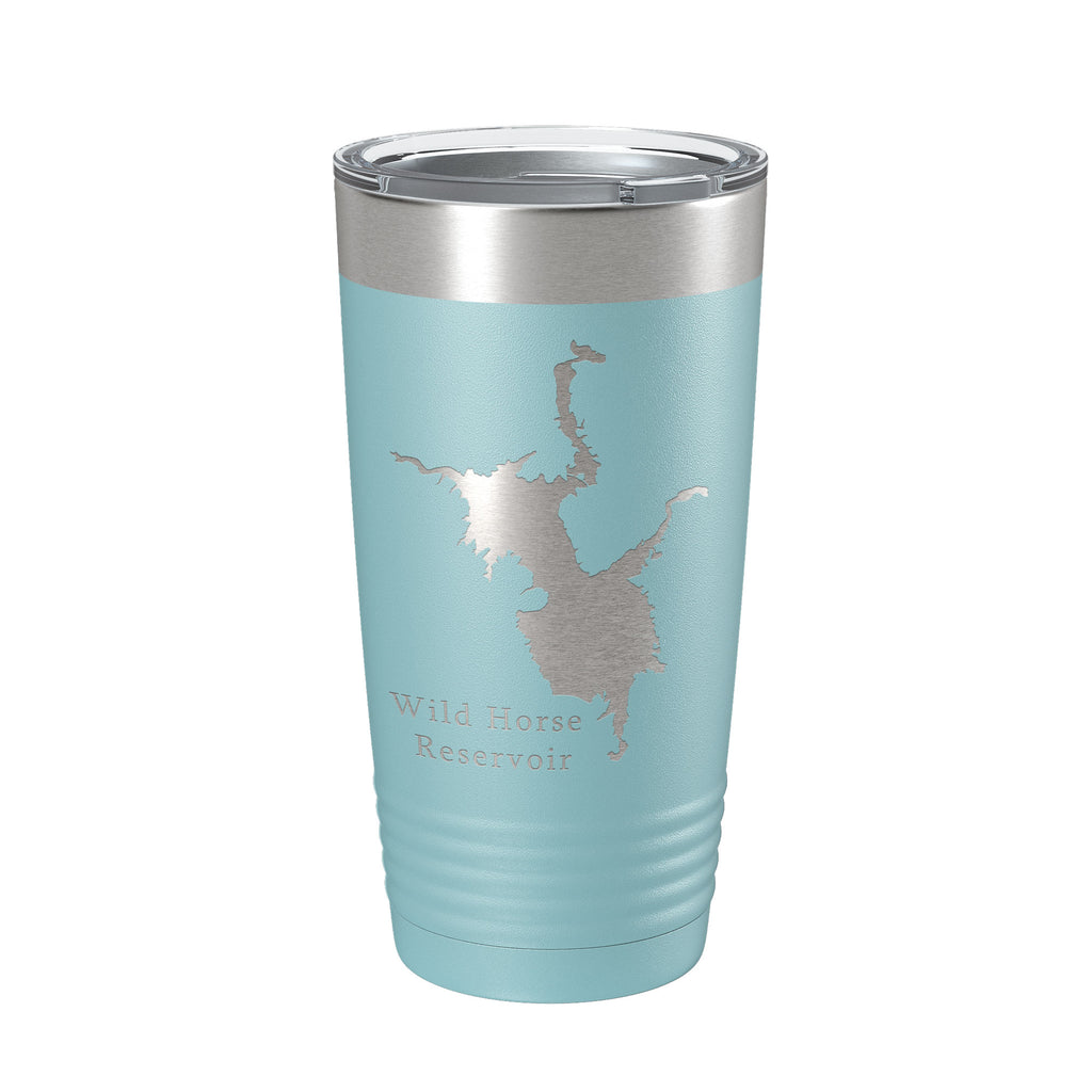 Wild Horse Reservoir Tumbler Lake Map Travel Mug Insulated Laser Engraved Coffee Cup Nevada 20 oz