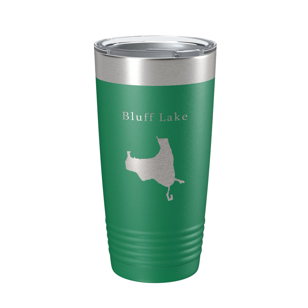 Bluff Lake Map Tumbler Travel Mug Insulated Laser Engraved Coffee Cup Illinois 20 oz