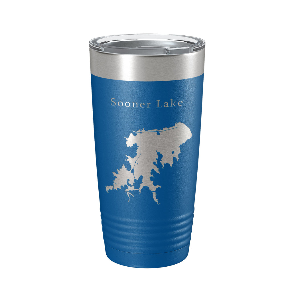 Sooner Lake Map Tumbler Travel Mug Insulated Laser Engraved Coffee Cup Oklahoma 20 oz