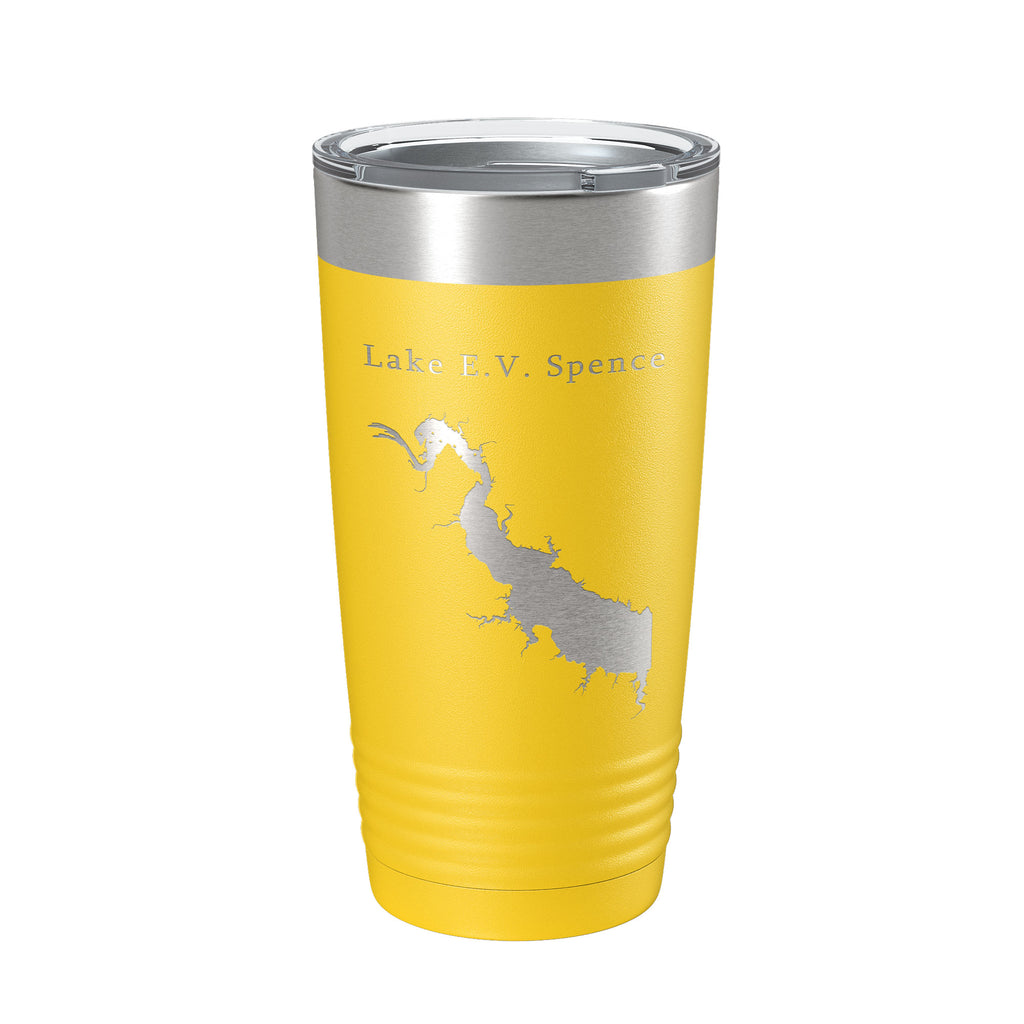 Lake E.V. Spence Reservoir Map Tumbler Travel Mug Insulated Laser Engraved Coffee Cup Texas 20 oz