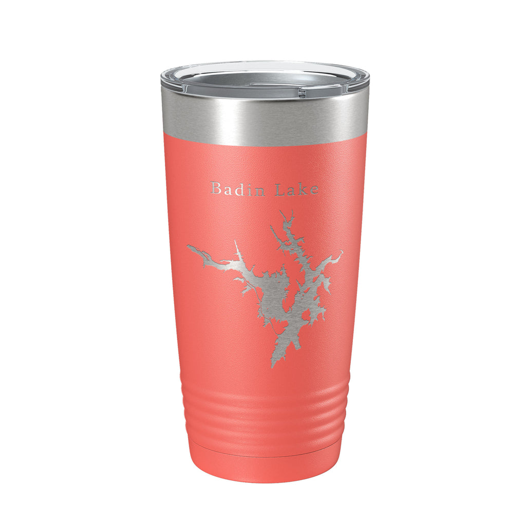 Badin Lake Map Tumbler Travel Mug Insulated Laser Engraved Coffee Cup North Carolina 20 oz