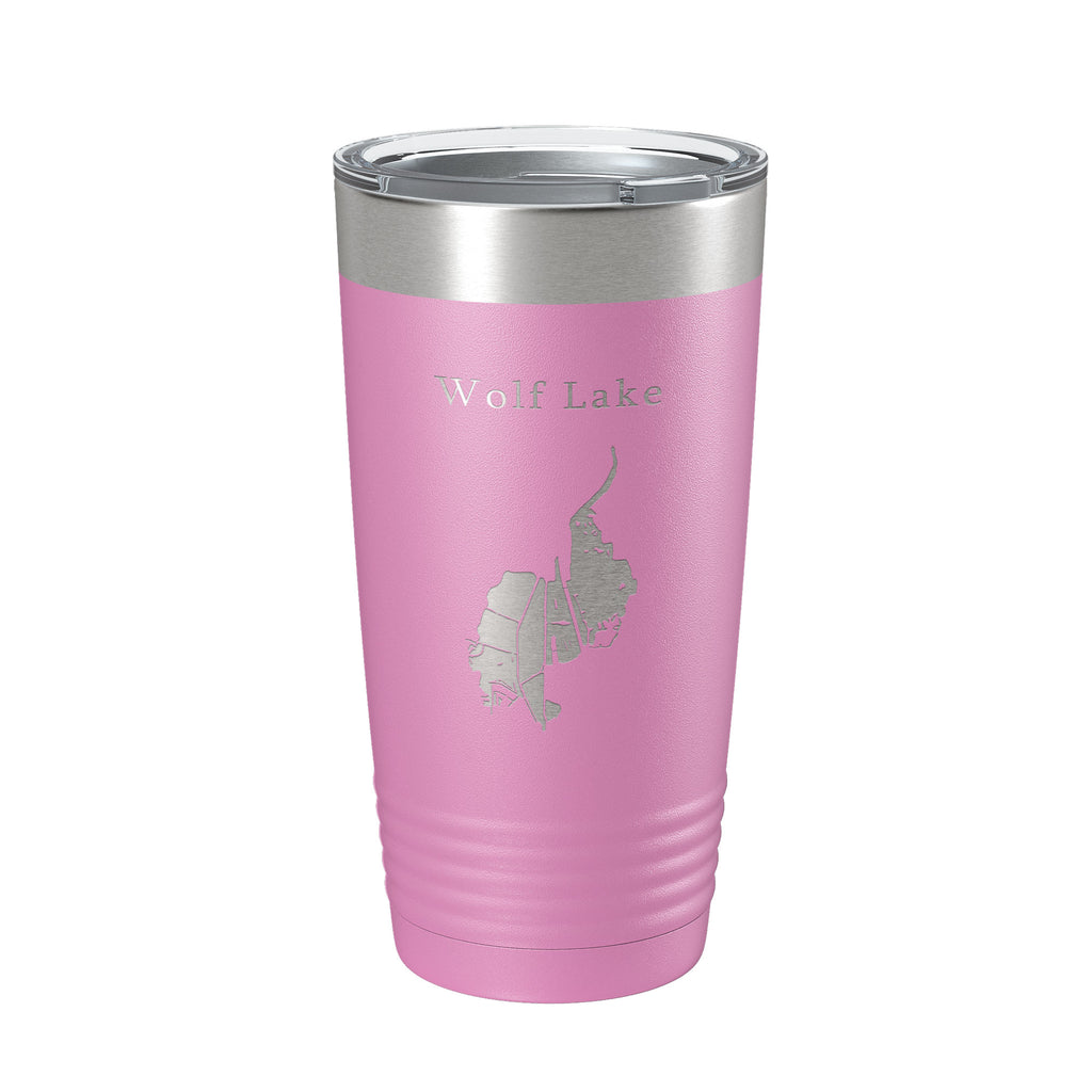 Wolf Lake Map Tumbler Travel Mug Insulated Laser Engraved Coffee Cup Indiana Illinois 20 oz