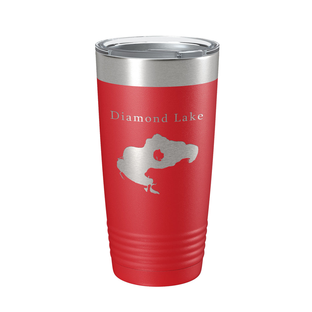 Diamond Lake Map Tumbler Travel Mug Insulated Laser Engraved Coffee Cup Michigan 20 oz