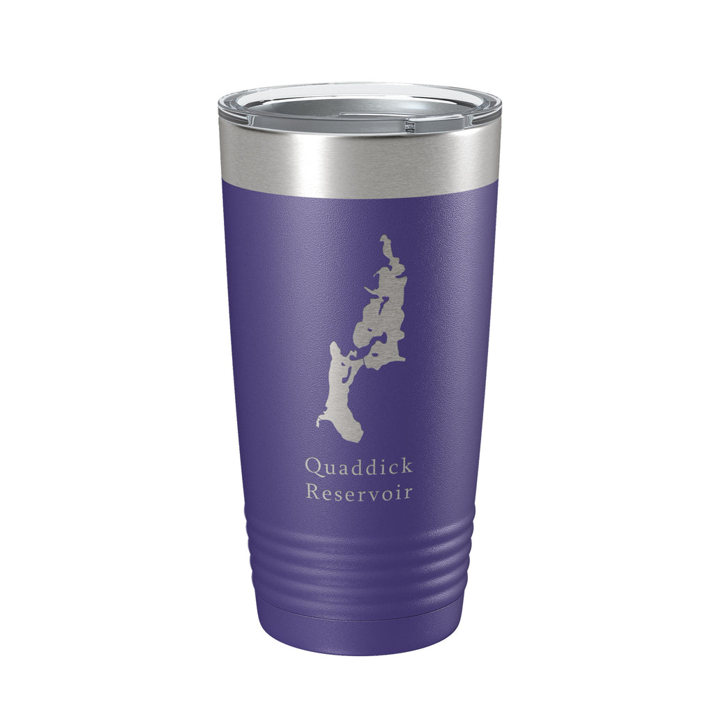 Quaddick Reservoir Lake Map Tumbler Travel Mug Insulated Laser Engraved Coffee Cup Connecticut 20 oz