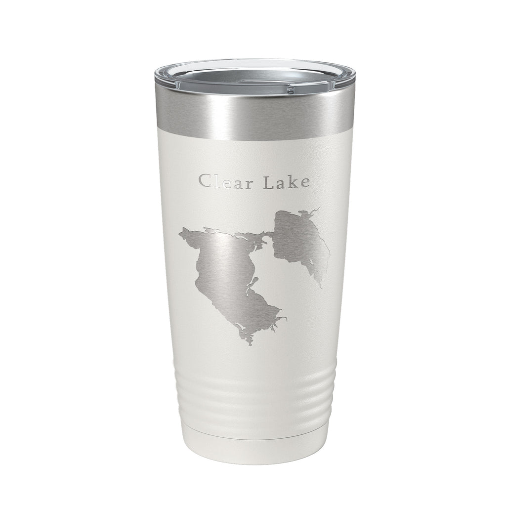 Clear Lake Reservoir Map Tumbler Travel Mug Insulated Laser Engraved Coffee Cup California 20 oz