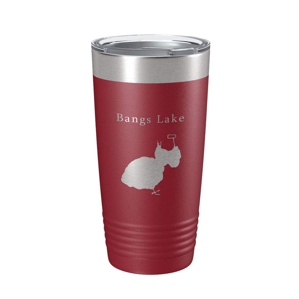 Bangs Lake Map Tumbler Travel Mug Insulated Laser Engraved Coffee Cup Illinois 20 oz