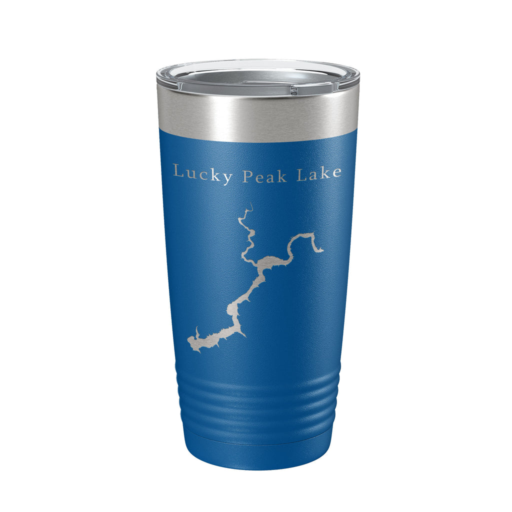 Lucky Peak Lake Map Tumbler Travel Mug Insulated Laser Engraved Coffee Cup Boise River Idaho 20 oz