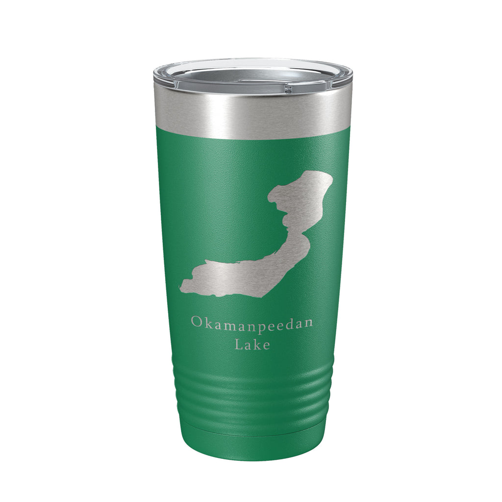 Okamanpeedan Lake Map Tumbler Travel Mug Insulated Laser Engraved Coffee Cup Iowa Minnesota 20 oz