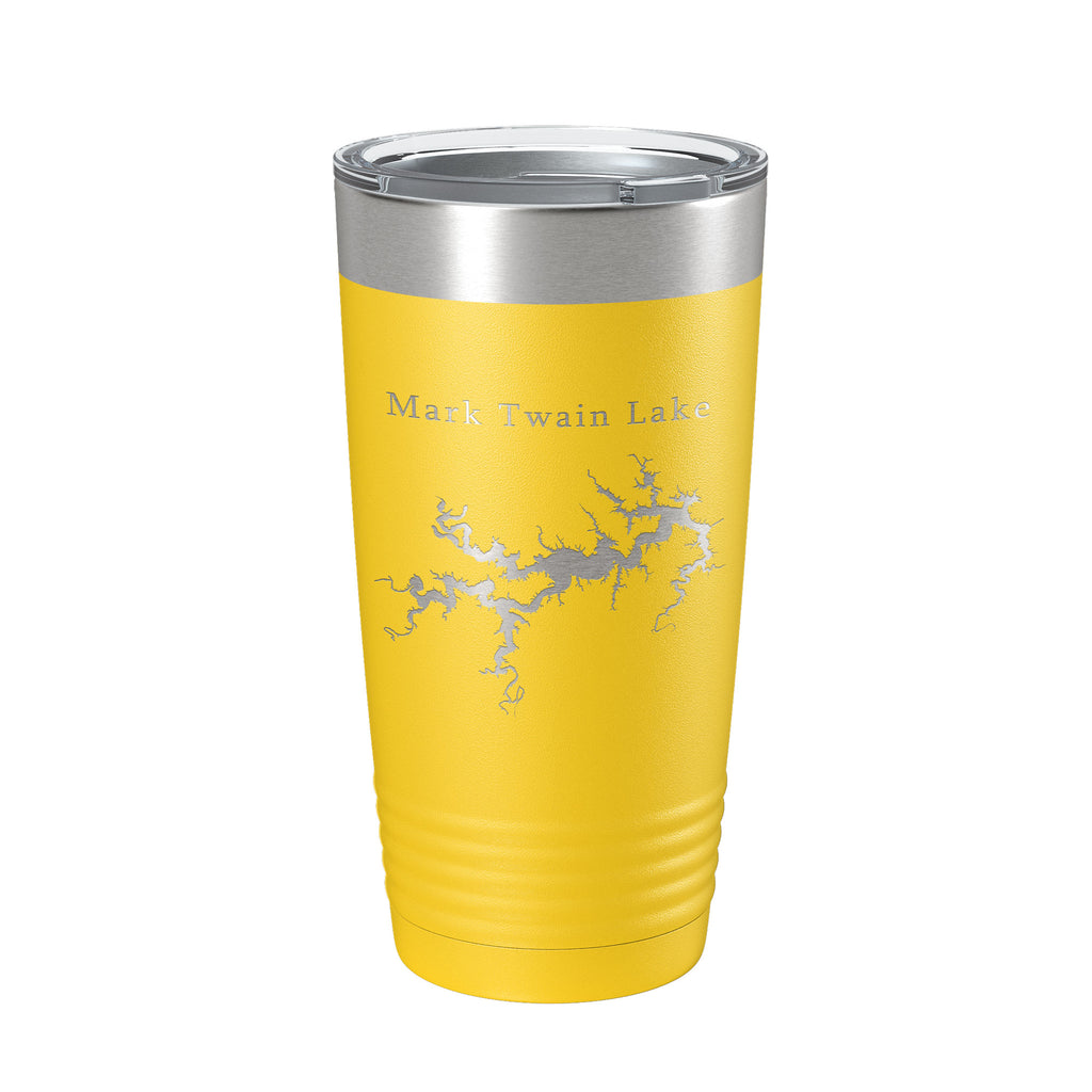 Mark Twain Lake Map Tumbler Travel Mug Insulated Laser Engraved Coffee Cup Missouri 20 oz