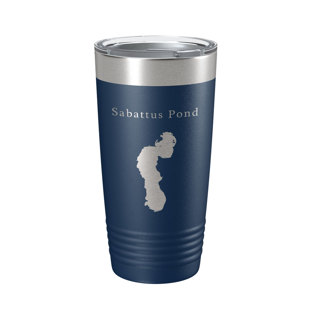 Sabattus Pond Tumbler Lake Map Travel Mug Insulated Laser Engraved Coffee Cup Maine 20 oz