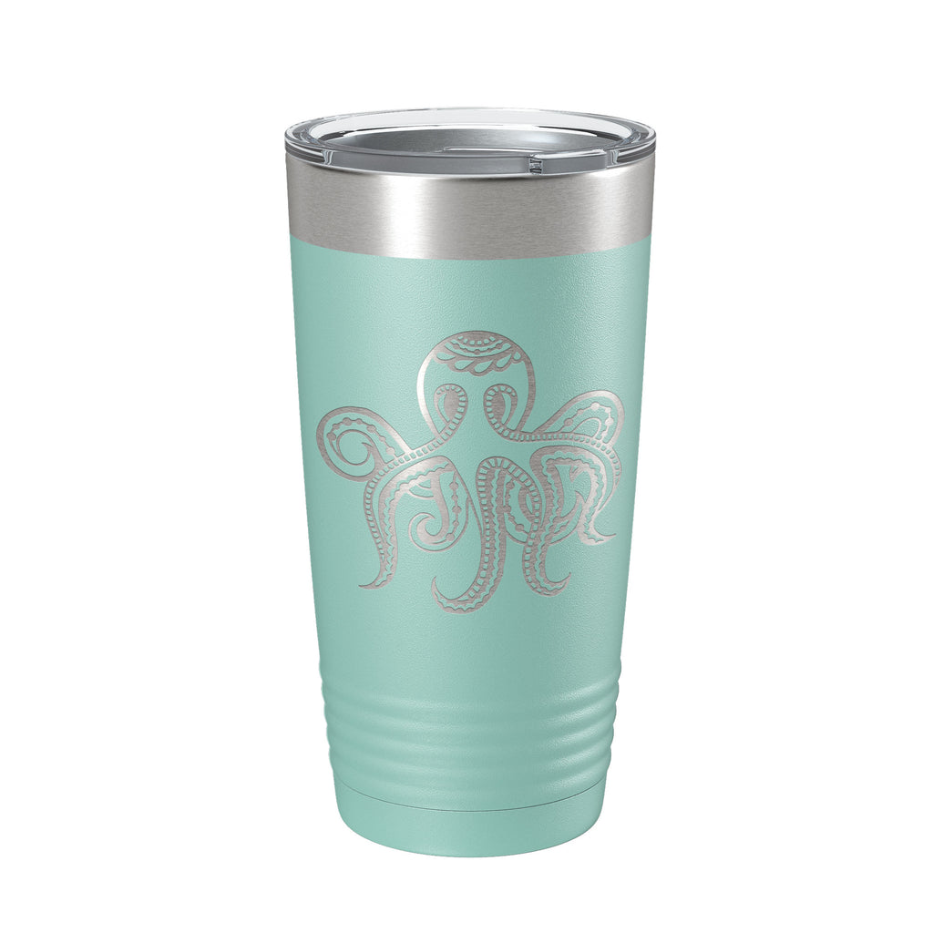 Octopus Tumbler Zentangle Travel Mug Insulated Laser Engraved Coffee Cup 20 oz