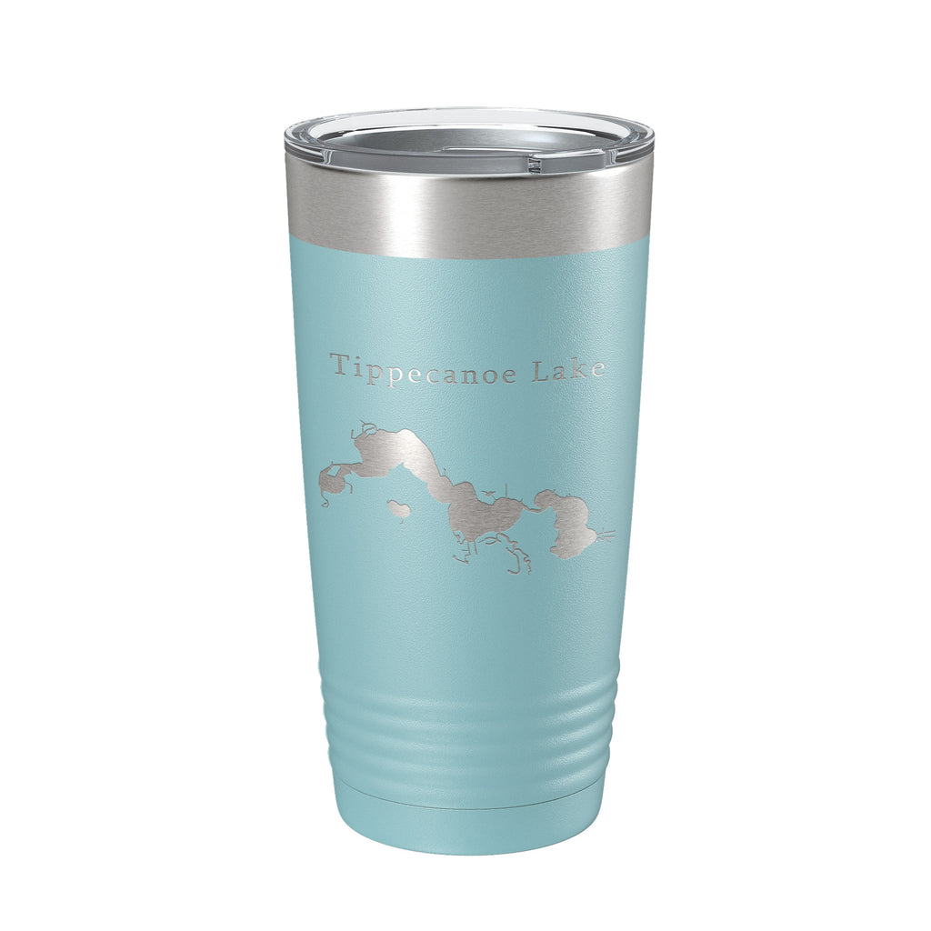 Tippecanoe Lake Map Tumbler Travel Mug Insulated Laser Engraved Coffee Cup Indiana 20 oz