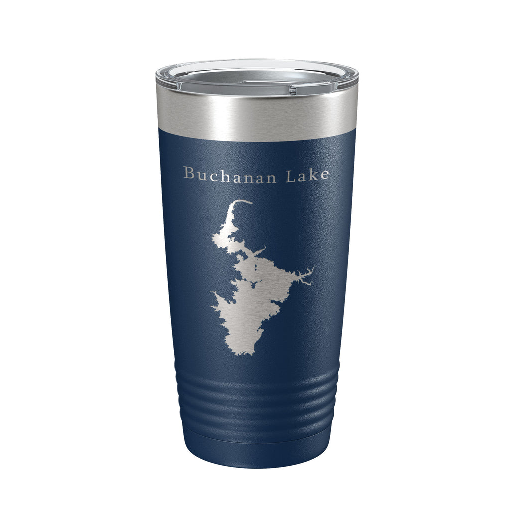 Buchanan Lake Map Tumbler Travel Mug Insulated Laser Engraved Coffee Cup Texas 20 oz