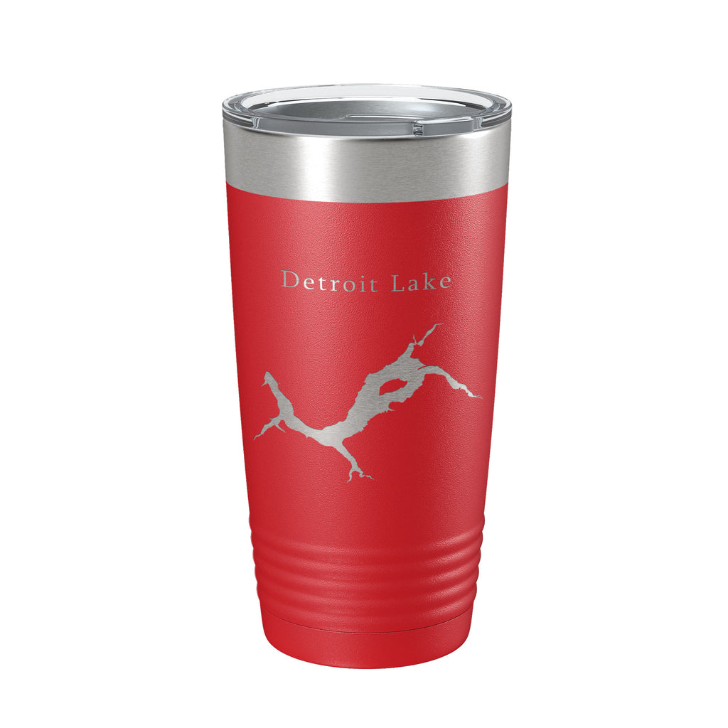 Detroit Lake Map Tumbler Travel Mug Insulated Laser Engraved Coffee Cup Oregon 20 oz