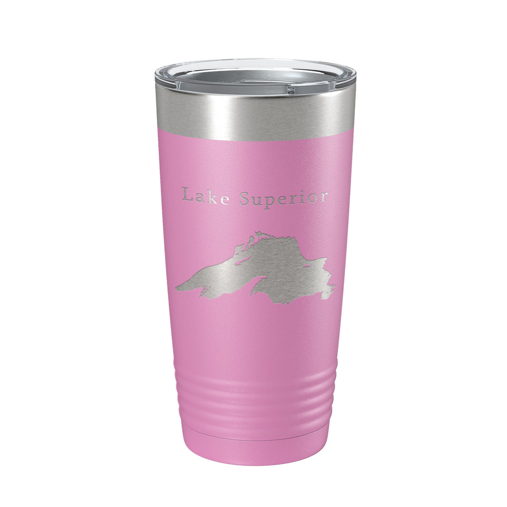 Lake Superior Map Tumbler Travel Mug Insulated Laser Engraved Coffee Cup Michigan Minnesota Wisconsin 20 oz