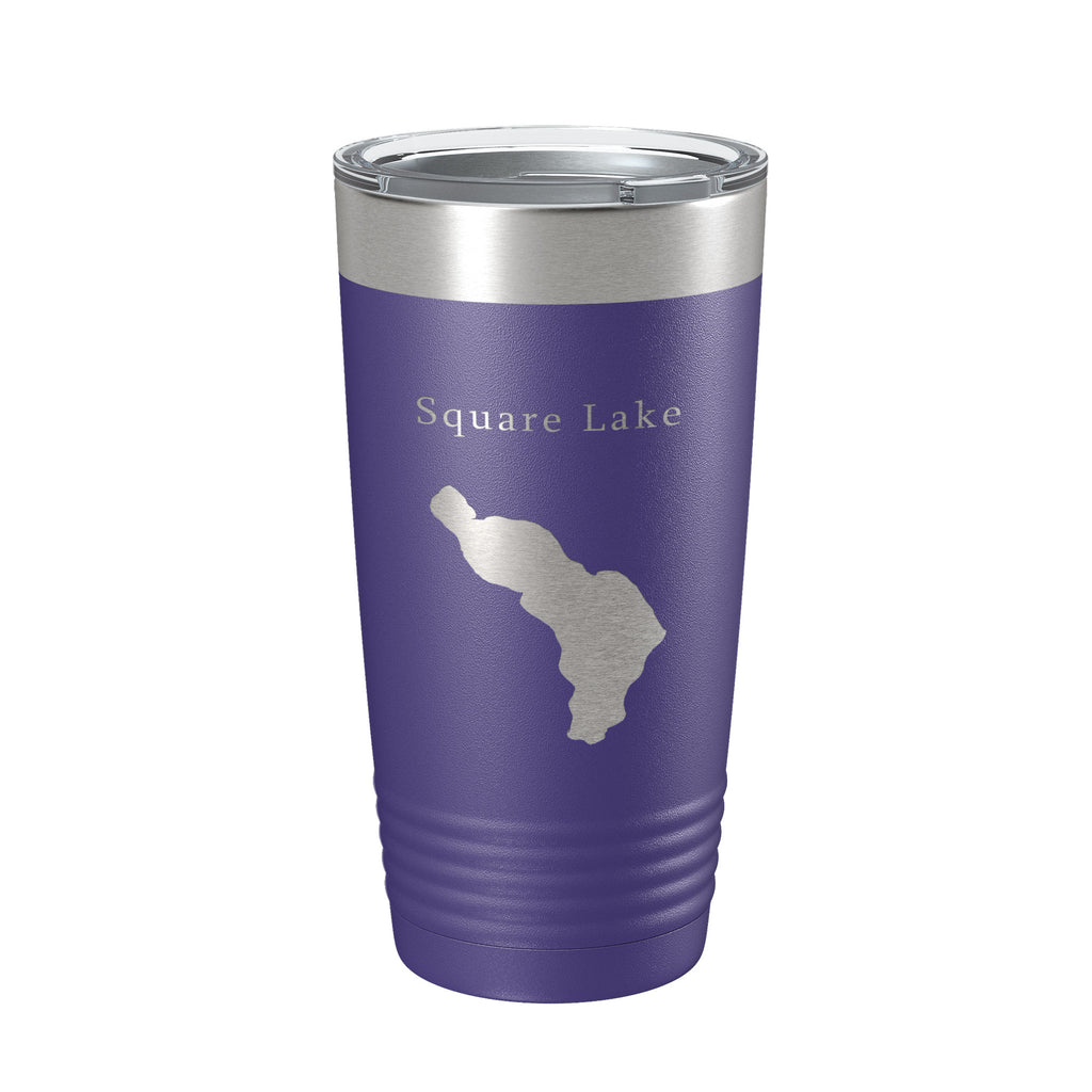 Square Lake Map Tumbler Travel Mug Insulated Laser Engraved Coffee Cup Maine 20 oz