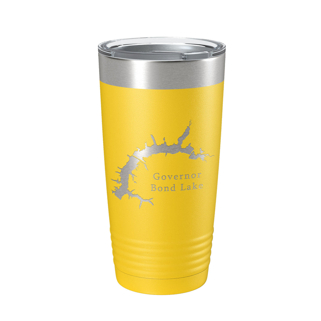 Governor Bond Lake Map Tumbler Travel Mug Insulated Laser Engraved Coffee Cup Illinois 20 oz