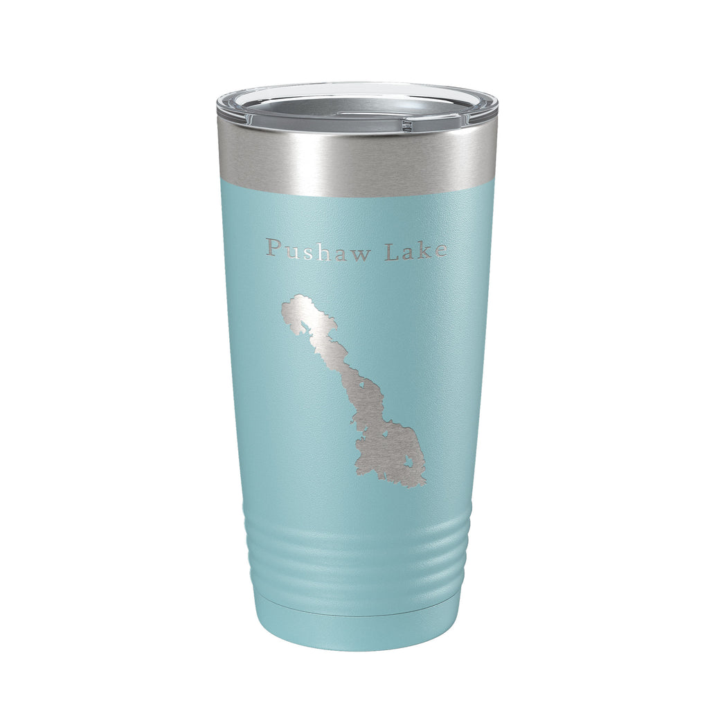 Pushaw Lake Map Tumbler Travel Mug Insulated Laser Engraved Coffee Cup Maine 20 oz