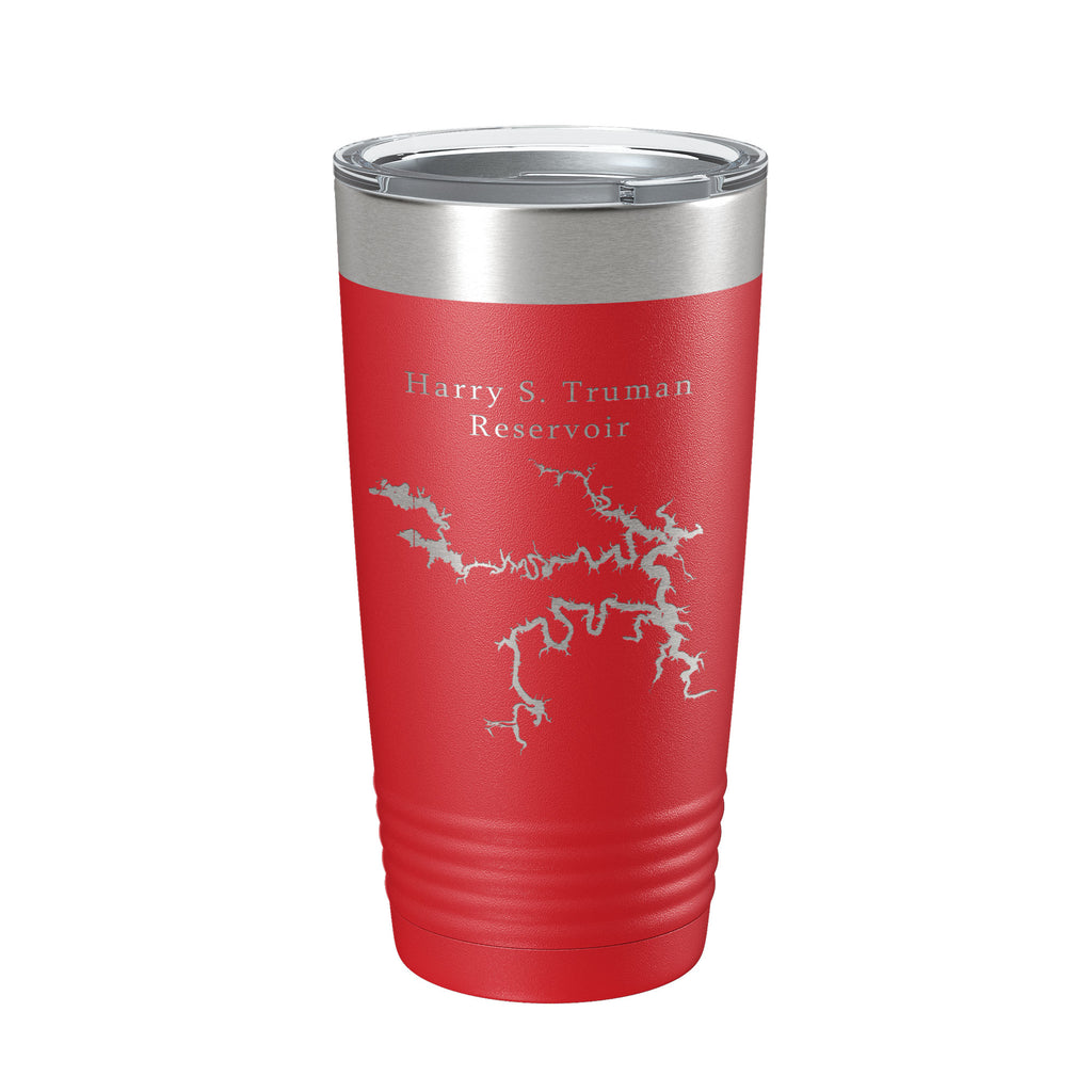 Harry S. Truman Reservoir Tumbler Lake Map Travel Mug Insulated Laser Engraved Coffee Cup Missouri 20 oz