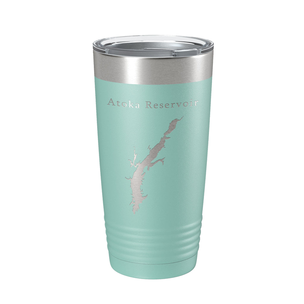 Atoka Reservoir Tumbler Lake Map Travel Mug Insulated Laser Engraved Coffee Cup Oklahoma 20 oz