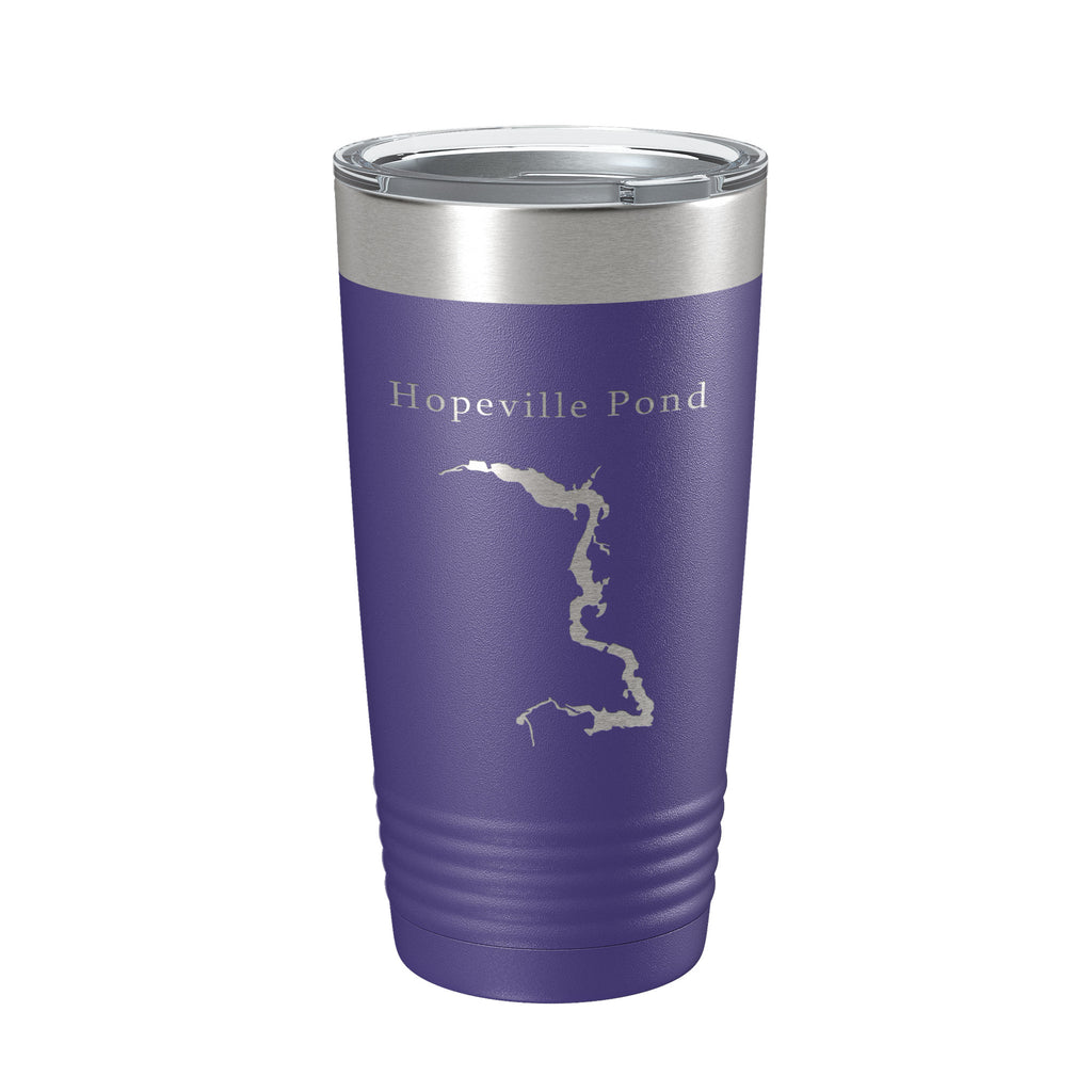 Hopeville Pond Tumbler Lake Map Travel Mug Insulated Laser Engraved Coffee Cup Connecticut 20 oz