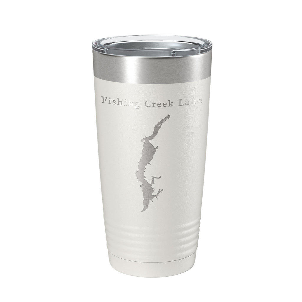 Fishing Creek Lake Map Tumbler Travel Mug Insulated Laser Engraved Coffee Cup South Carolina 20 oz