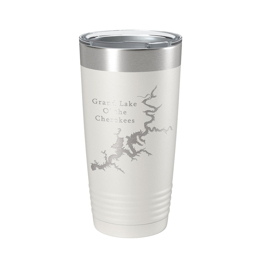 Grand Lake O' the Cherokees Map Tumbler Travel Mug Insulated Laser Engraved Coffee Cup Oklahoma 20 oz