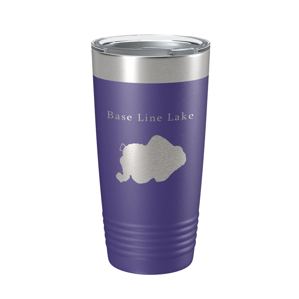 Base Line Lake Map Tumbler Travel Mug Insulated Laser Engraved Coffee Cup Huron River Chain of Lakes Michigan 20 oz