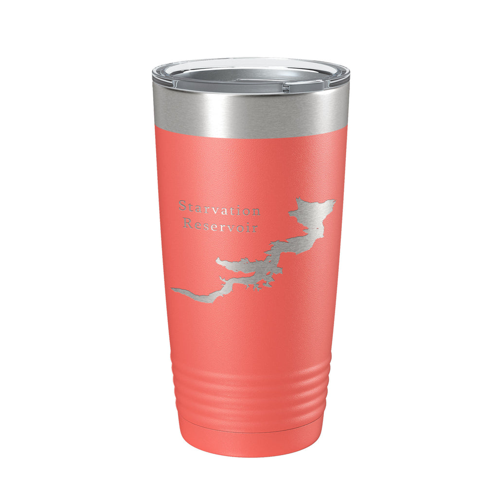 Starvation Reservoir Tumbler Lake Map Travel Mug Insulated Laser Engraved Coffee Cup Utah 20 oz