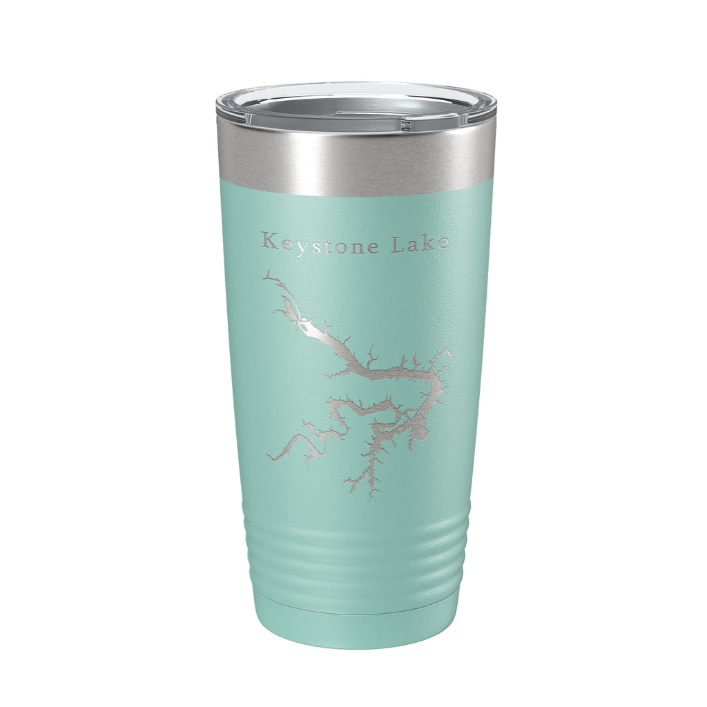 Keystone Lake Map Tumbler Travel Mug Insulated Laser Engraved Coffee Cup Oklahoma 20 oz