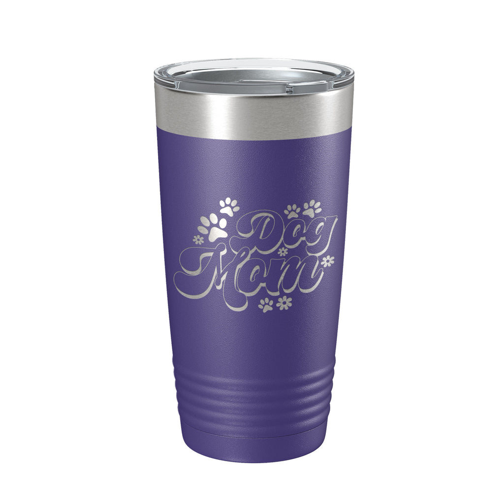 Dog Mom Tumbler Travel Mug Retro Insulated Laser Engraved Coffee Cup 20 oz