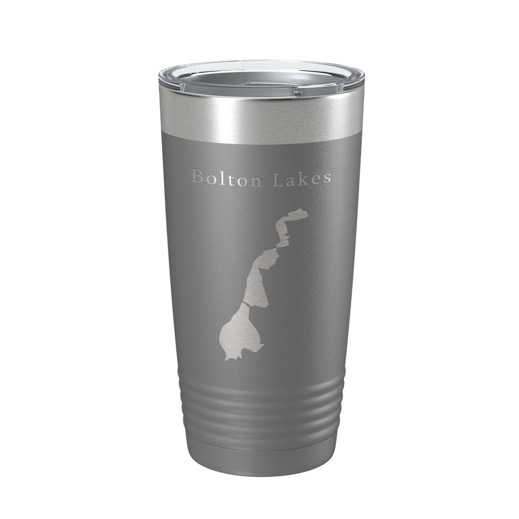 Bolton Lakes Upper Middle Lower Map Tumbler Travel Mug Insulated Laser Engraved Coffee Cup Connecticut 20 oz