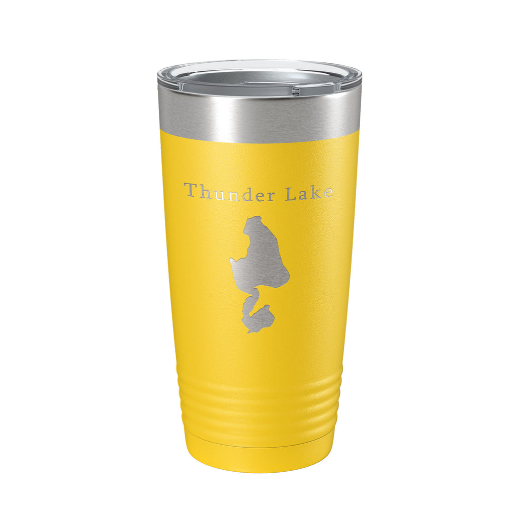 Thunder Lake Map Tumbler Travel Mug Insulated Laser Engraved Coffee Cup Michigan 20 oz