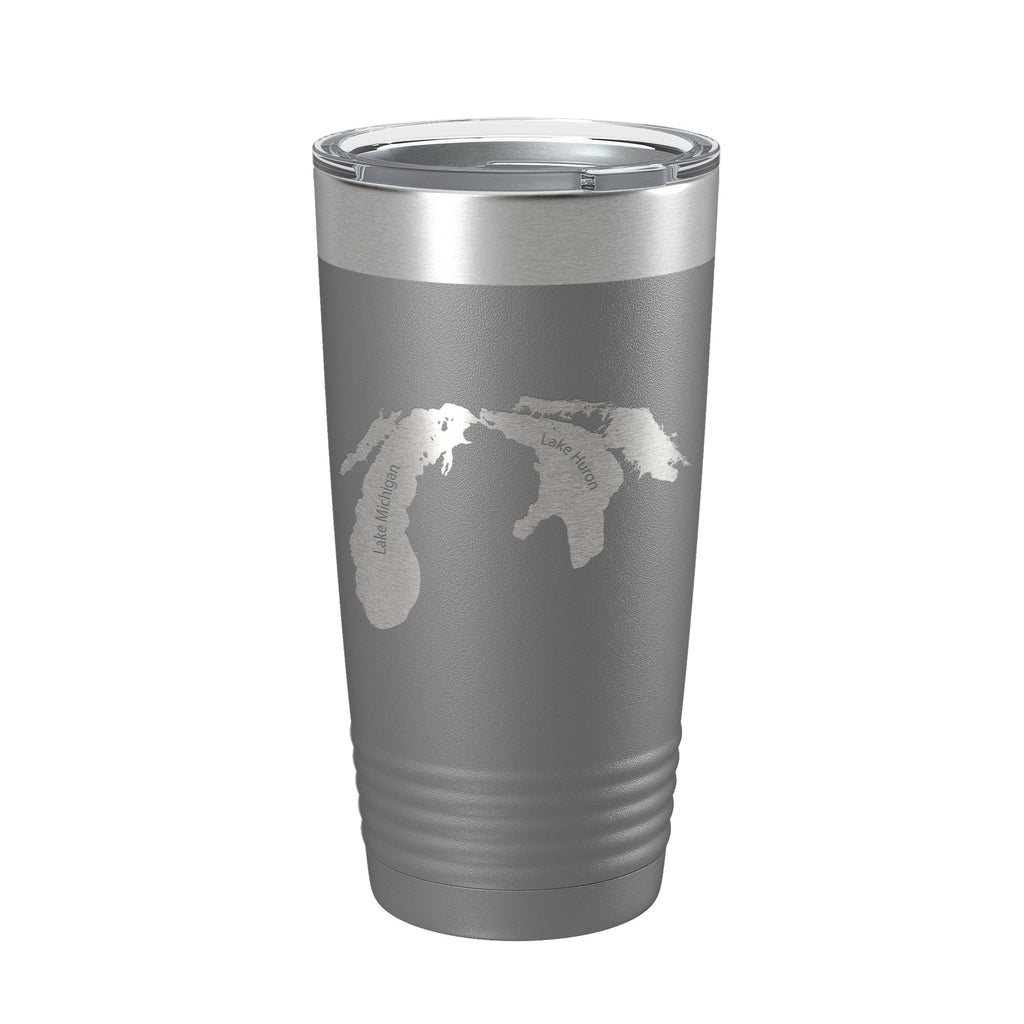 Lake Michigan-Huron Map Tumbler Travel Mug Insulated Laser Engraved Coffee Cup Illinois Wisconsin Indiana Michigan Ontario 20oz