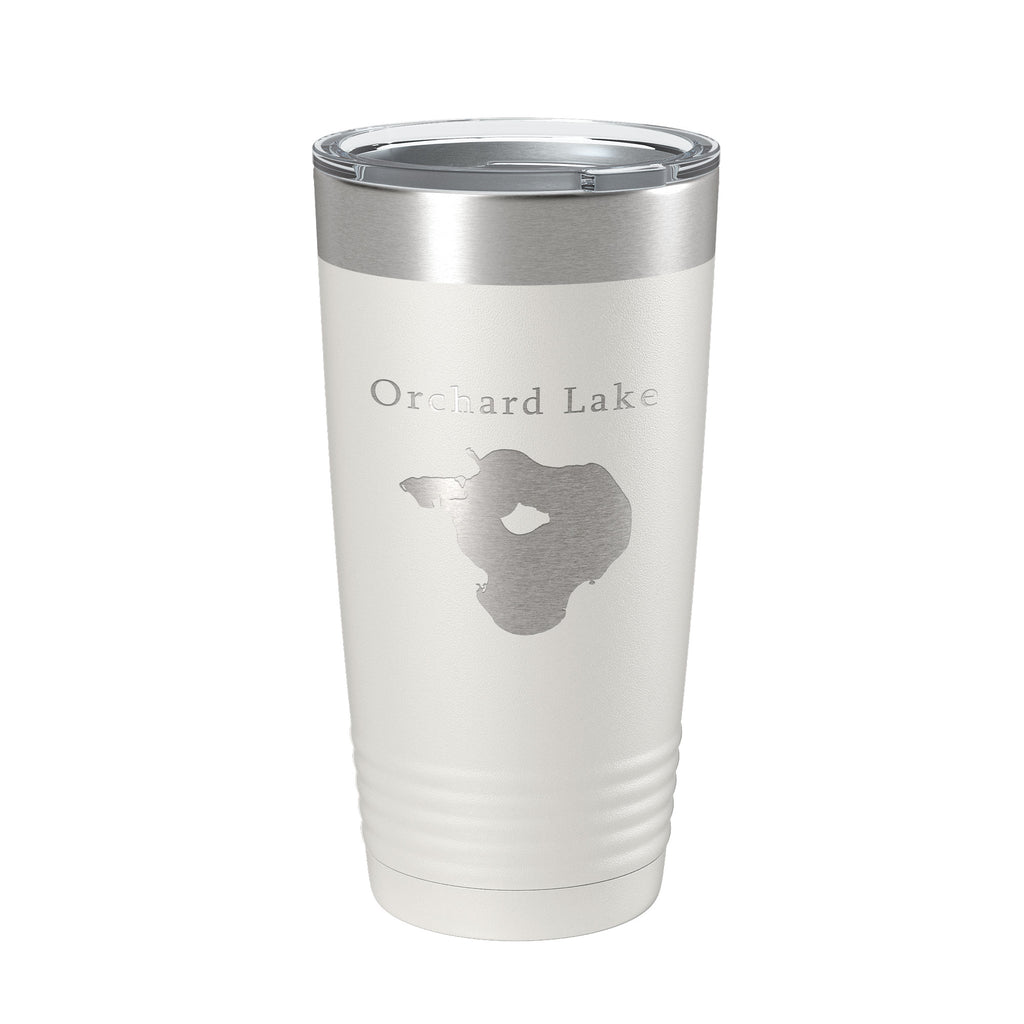 Orchard Lake Map Tumbler Travel Mug Insulated Laser Engraved Coffee Cup Michigan 20 oz