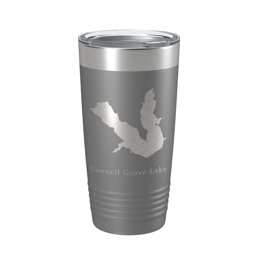 Council Grove Lake Map Tumbler Travel Mug Insulated Laser Engraved Coffee Cup Kansas 20 oz