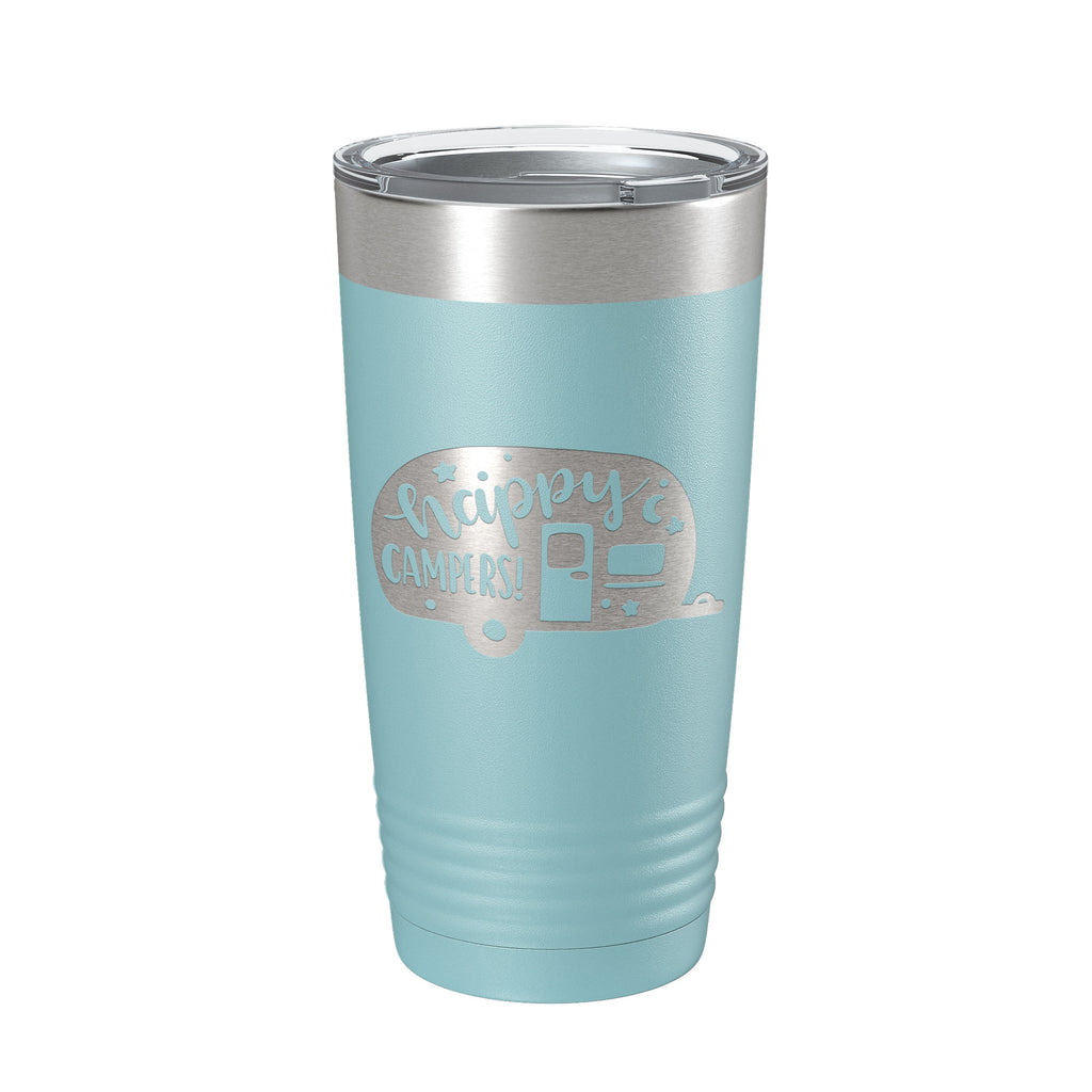 Happy Campers Tumbler RV Camping Travel Mug Gift Insulated Laser Engraved Coffee Cup Tent Outdoors 20 oz