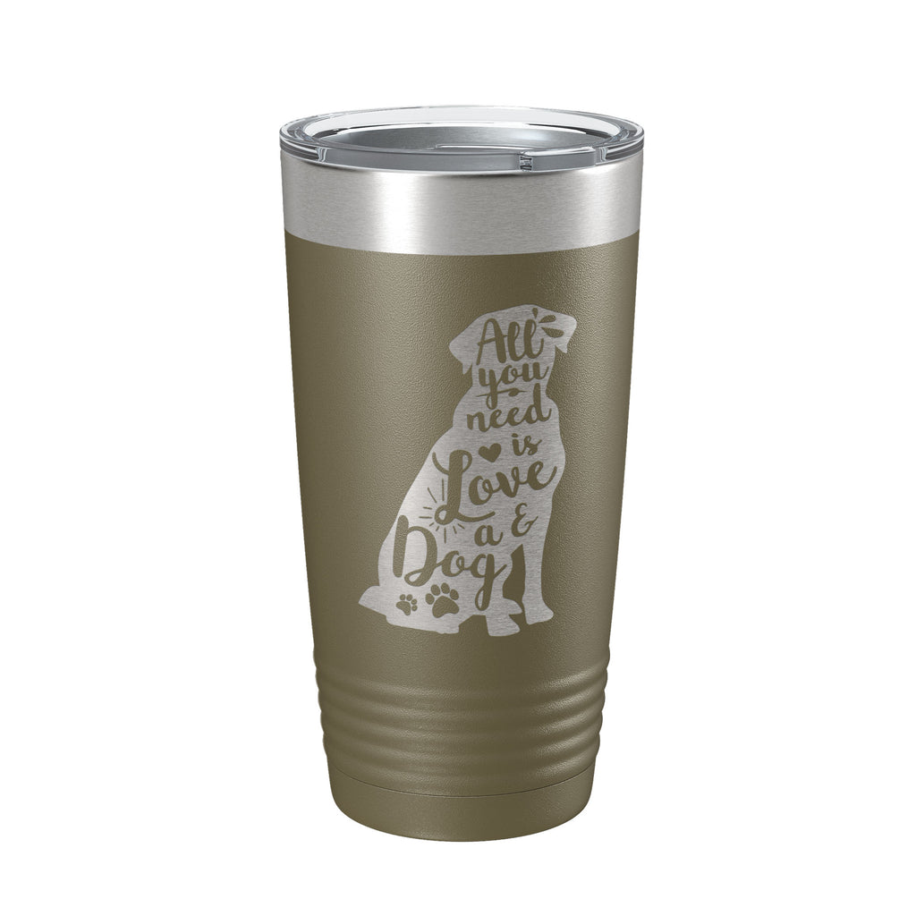 Love and a Dog Tumbler Dog Lover Travel Mug All You Need is Love Insulated Laser Engraved Coffee Cup Pet Owner Gift 20 oz