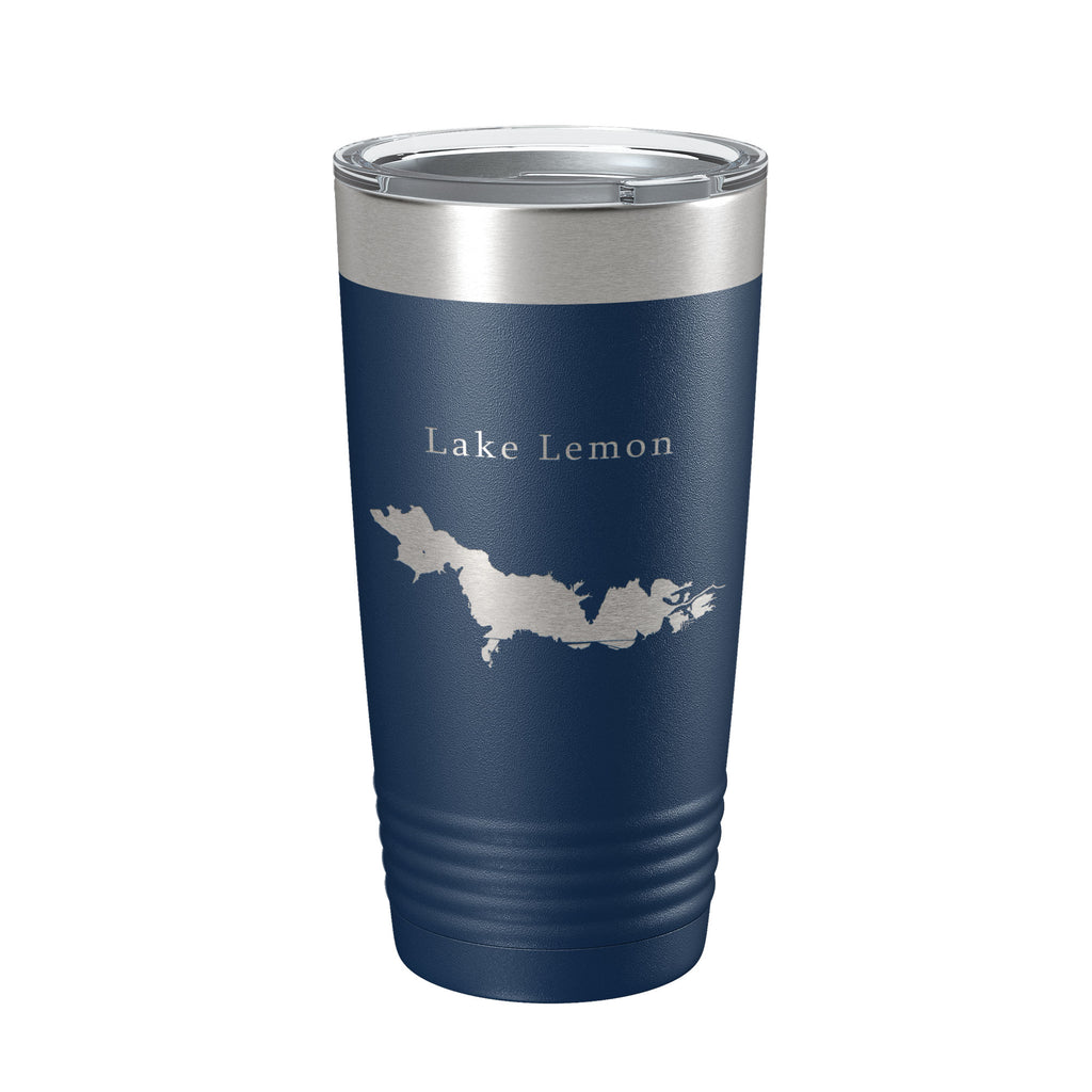 Lake Lemon Map Tumbler Travel Mug Insulated Laser Engraved Coffee Cup Indiana 20 oz