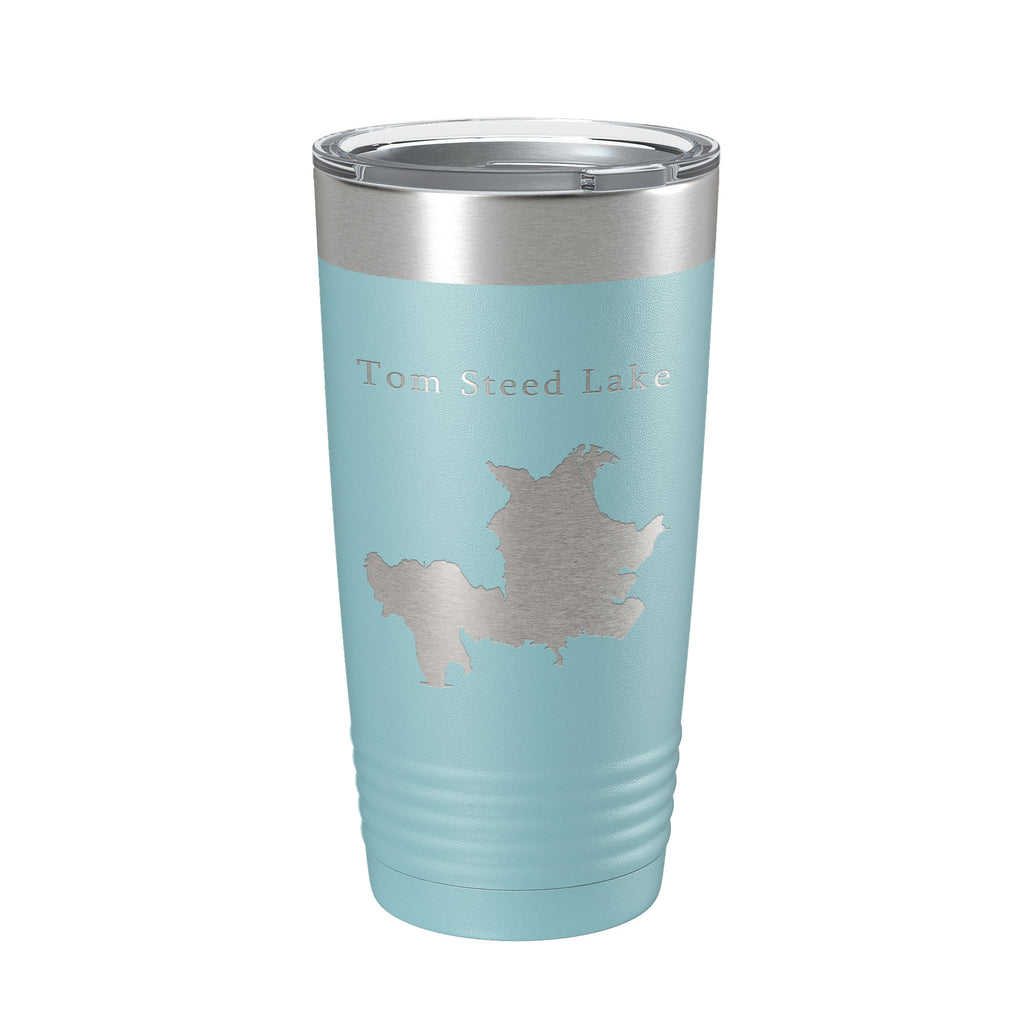 Tom Steed Lake Map Tumbler Travel Mug Insulated Laser Engraved Coffee Cup Oklahoma 20 oz