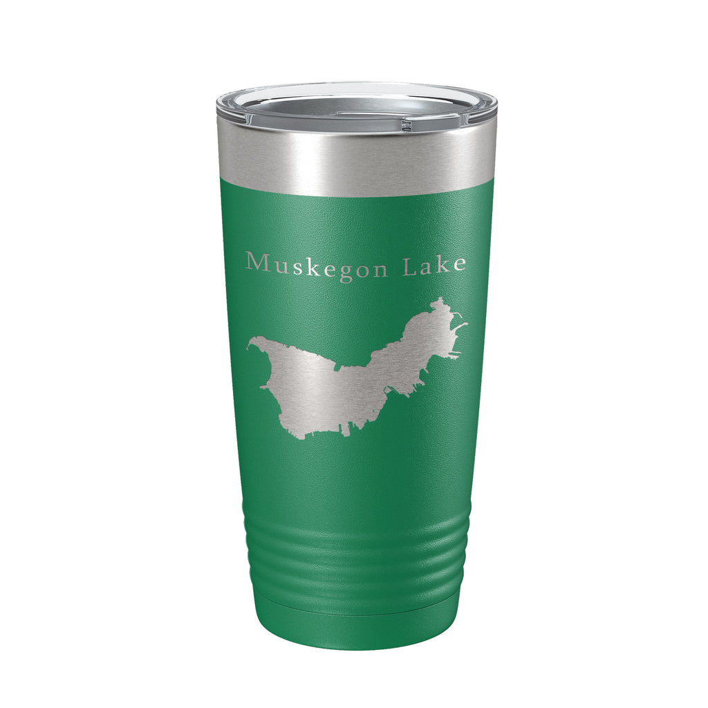 Muskegon Lake Map Tumbler Travel Mug Insulated Laser Engraved Coffee Cup Michigan 20 oz