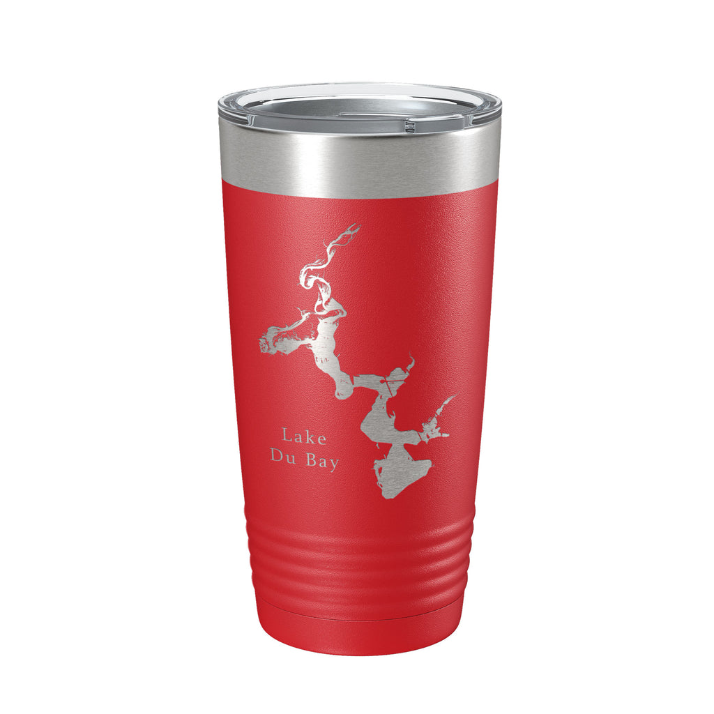 Lake Du Bay Map Tumbler Travel Mug Insulated Laser Engraved Coffee Cup Wisconsin 20 oz