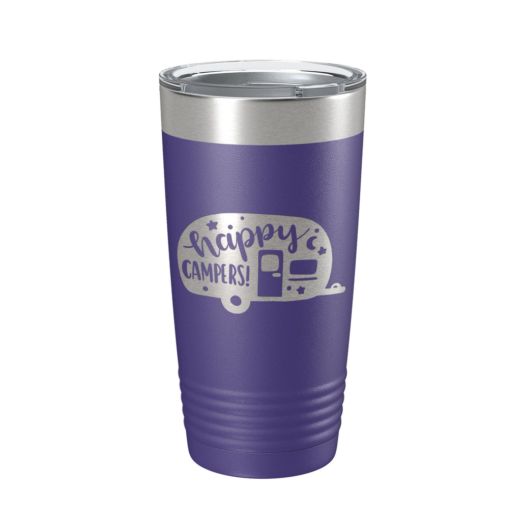 Happy Campers Tumbler RV Camping Travel Mug Gift Insulated Laser Engraved Coffee Cup Tent Outdoors 20 oz