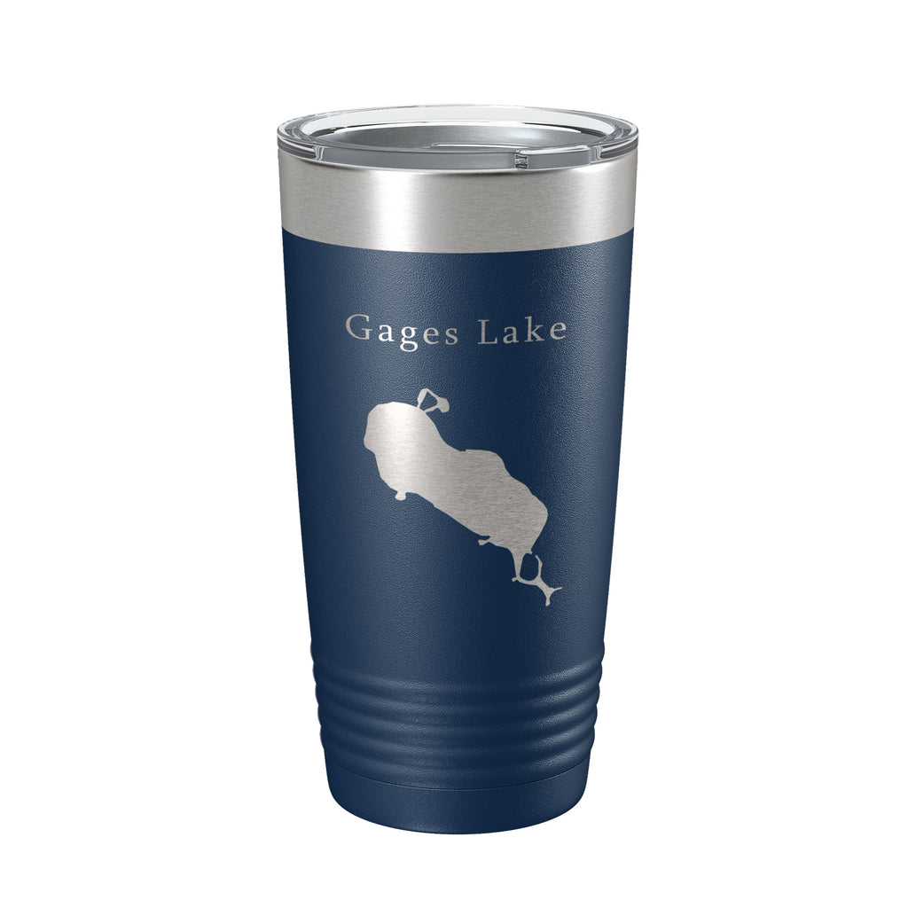 Gages Lake Map Tumbler Travel Mug Insulated Laser Engraved Coffee Cup Illinois 20 oz