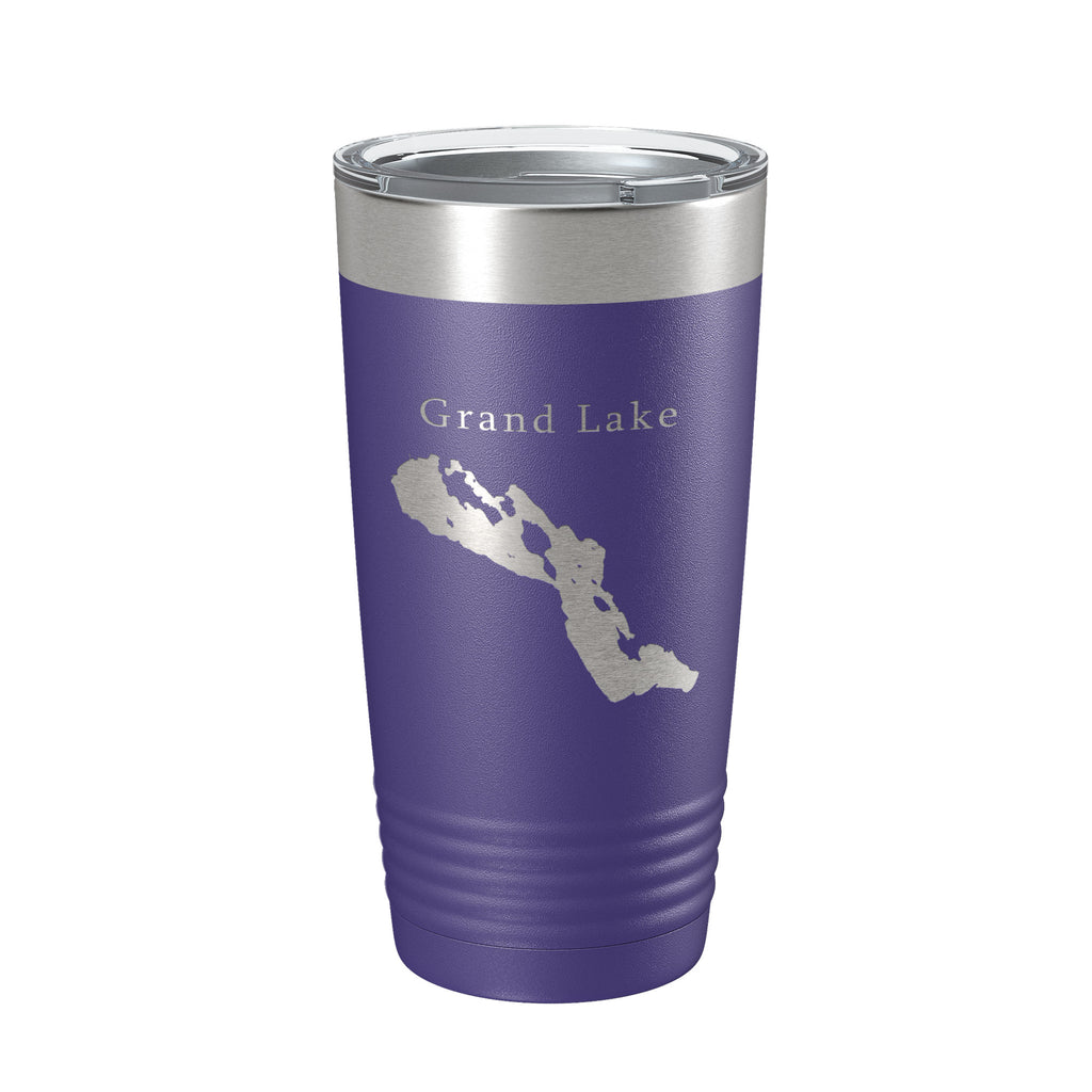 Grand Lake Map Tumbler Travel Mug Insulated Laser Engraved Coffee Cup Michigan 20 oz