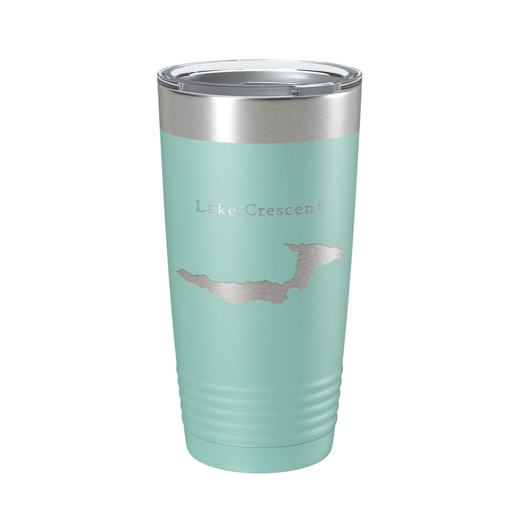 Lake Crescent Map Tumbler Travel Mug Insulated Laser Engraved Coffee Cup Washington 20 oz