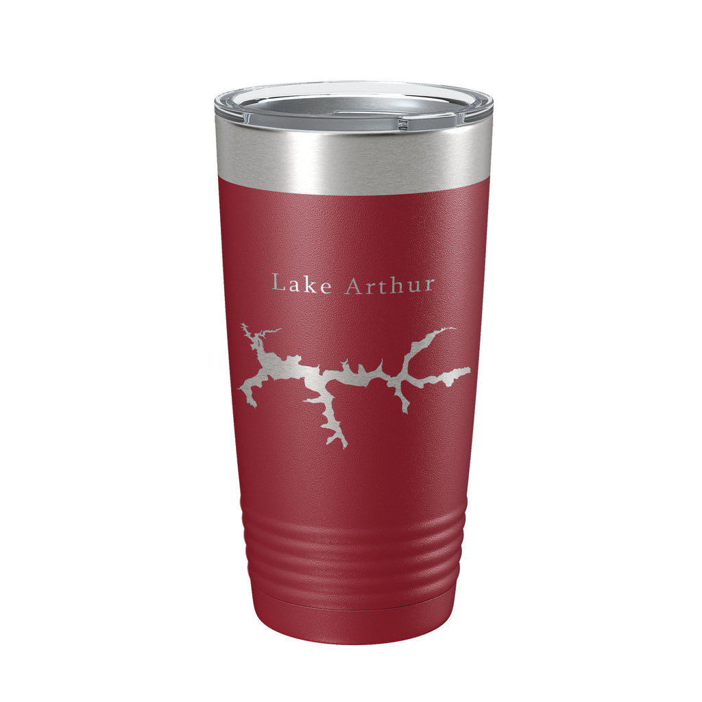 Lake Arthur Map Tumbler Travel Mug Insulated Laser Engraved Coffee Cup Pennsylvania 20 oz