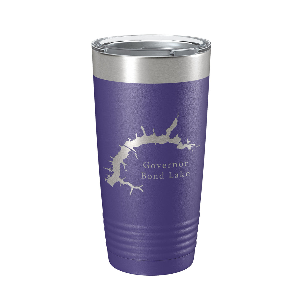 Governor Bond Lake Map Tumbler Travel Mug Insulated Laser Engraved Coffee Cup Illinois 20 oz